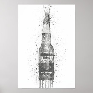 Beer Bottle Wall Art Print 'Lime' Grey