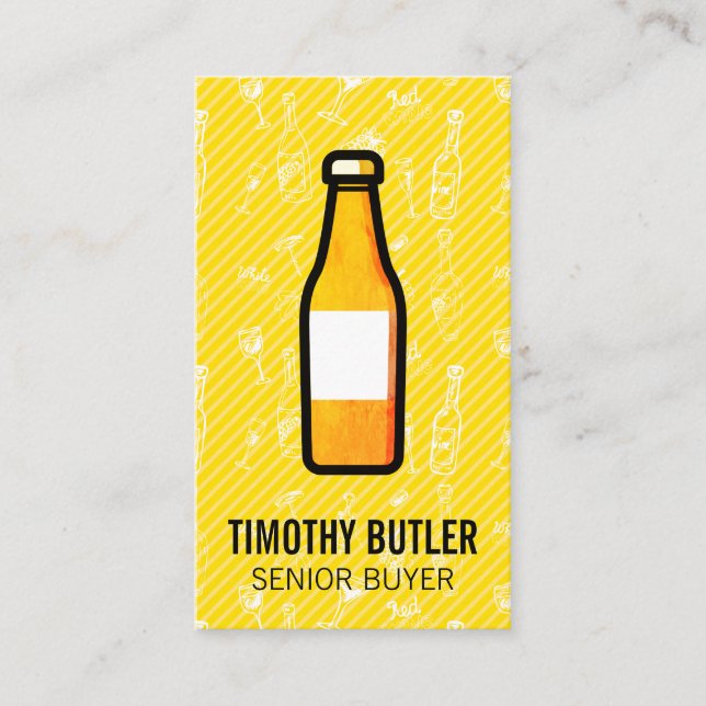 Beer Bottle Wine Accessory Patterns Business Card (Front)
