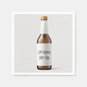 beer bottle with quote napkin