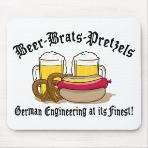 Beer Brats Pretzels German Mouse Pad