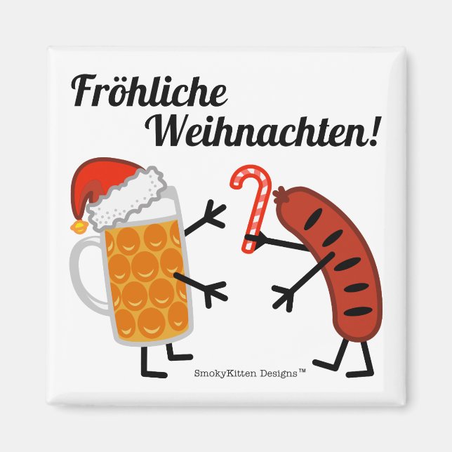 Beer & Bratwurst - Fröhliche Weihnachten! Magnet (Front)
