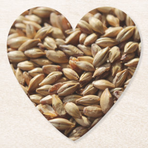 Beer brewing malted barley grains background paper coaster