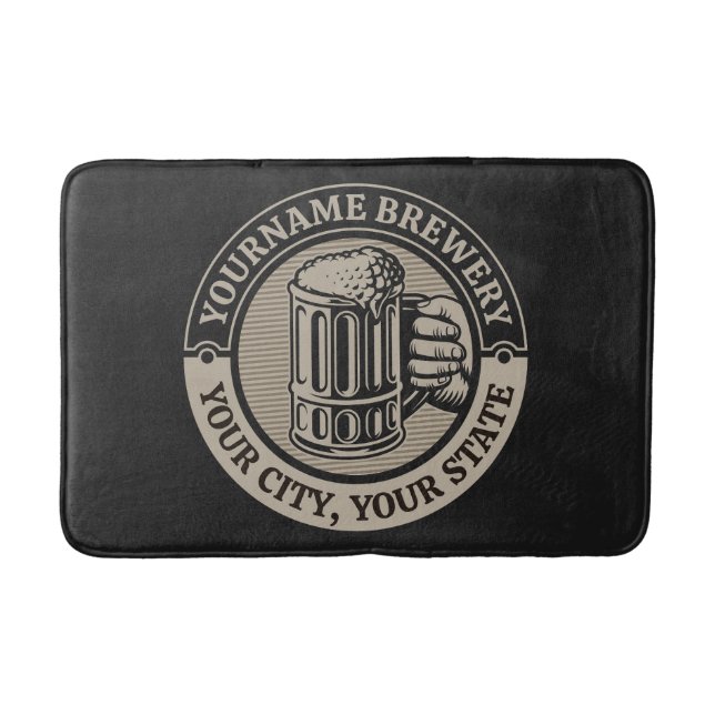 Beer Brewing Personalised NAME Brewery Big Mug Bath Mat (Front)