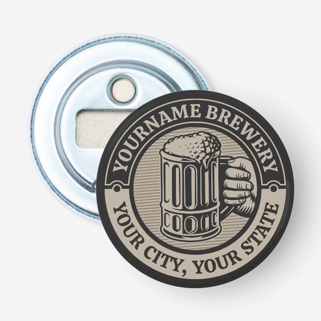 Beer Brewing Personalised NAME Brewery Big Mug Bottle Opener (Front)
