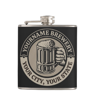 Beer Brewing Personalised NAME Brewery Big Mug Hip Flask