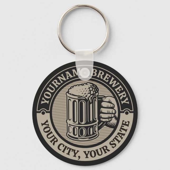 Beer Brewing Personalised NAME Brewery Big Mug Key Ring (Front)