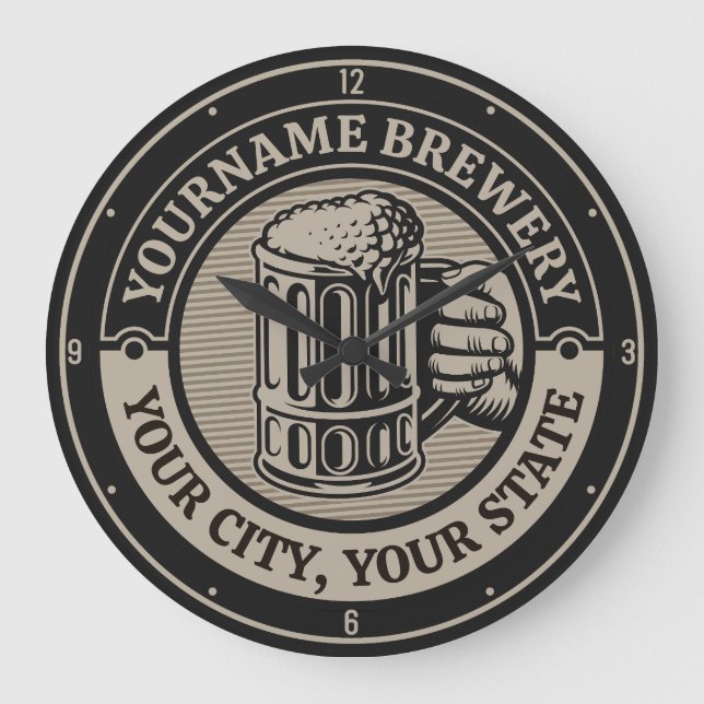 Beer Brewing Personalised NAME Brewery Big Mug Large Clock (Front)