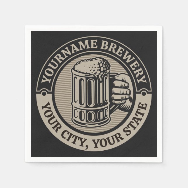 Beer Brewing Personalised NAME Brewery Big Mug Napkin (Front)