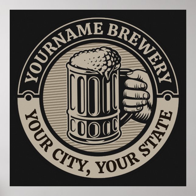 Beer Brewing Personalised NAME Brewery Big Mug Poster (Front)