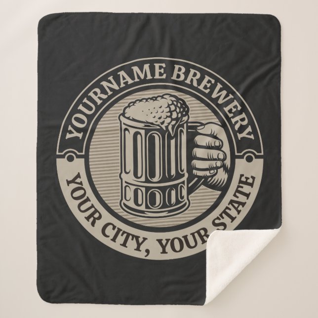 Beer Brewing Personalised NAME Brewery Big Mug  Sherpa Blanket (Front)