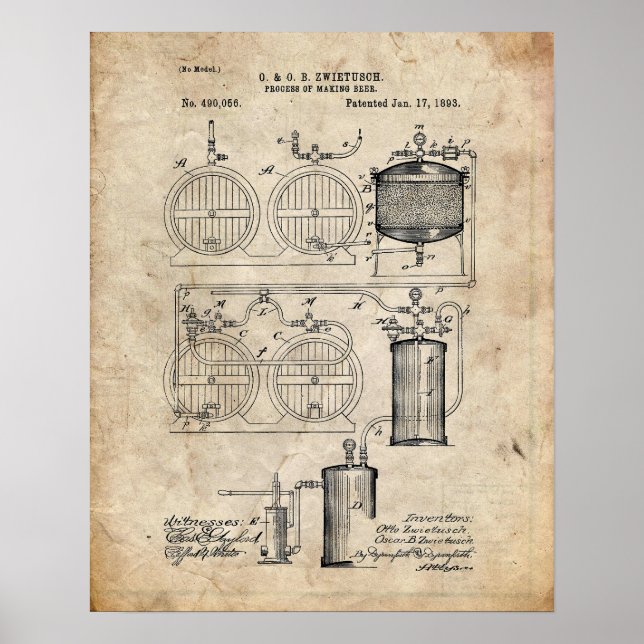 Beer Brewing System Patent Poster (Front)