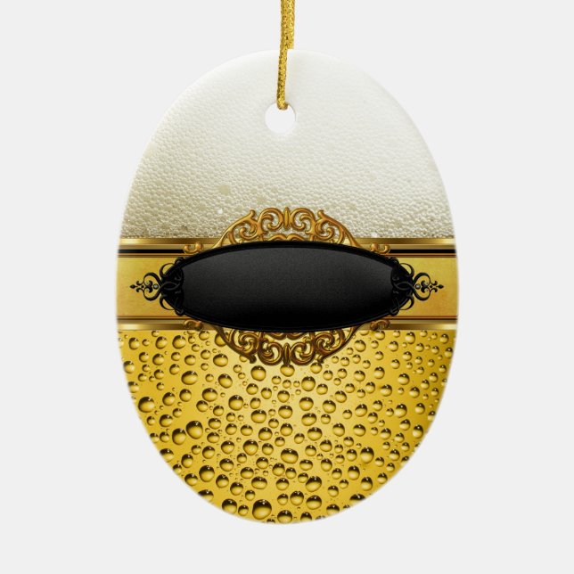 Beer Bubbles Ale Amber Drinks 2 Ceramic Ornament (Front)
