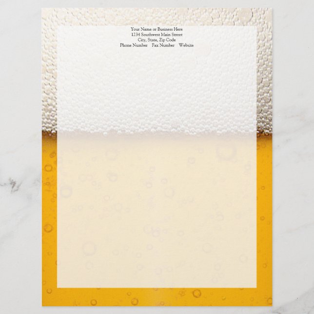 Beer Bubbles Close-Up Customised Letterhead (Front)