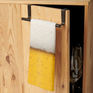 Beer Bubbles Close-Up Tea Towel