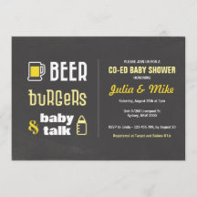 Beer Burgers & Baby Talk, Baby Shower Invitation