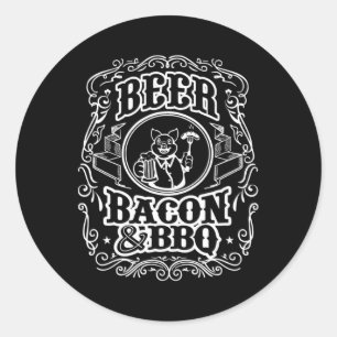 Beer Bycon And Bbq Classic Round Sticker