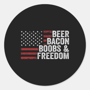 Beer Bycon Breast And Freedom - Funny Mens Bbq Dri Classic Round Sticker