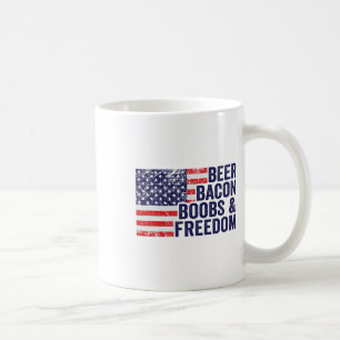 Beer Bycon Breast And Freedom - Funny Usa Flag Bbq Coffee Mug