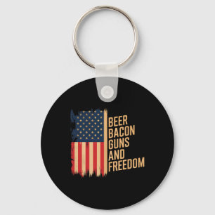 Beer Bycon Guns And Freedom Bbq Men Byrbecue Key Ring