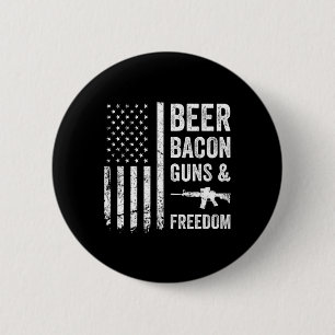 Beer Bycon Guns And Freedom - Usa Bbq American Fla 6 Cm Round Badge