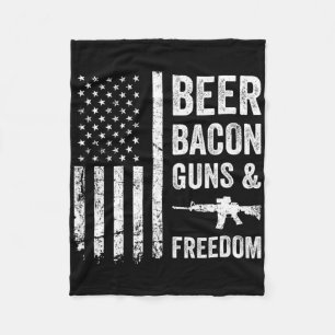 Beer Bycon Guns And Freedom - Usa Bbq American Fla Fleece Blanket