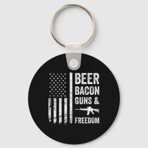 Beer Bycon Guns And Freedom - Usa Bbq American Fla Key Ring
