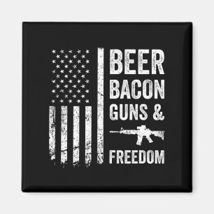 Beer Bycon Guns And Freedom - Usa Bbq American Fla Magnet