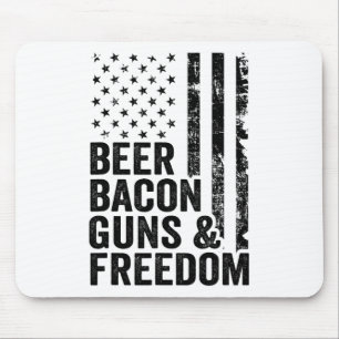 Beer Bycon Guns And Freedom Usa Bbq American Flag  Mouse Pad