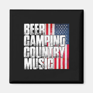 Beer Camping Country Music Patriotic American Flag Magnet