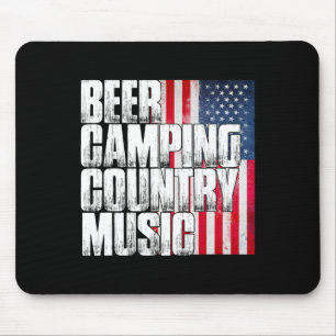 Beer Camping Country Music Patriotic American Flag Mouse Pad