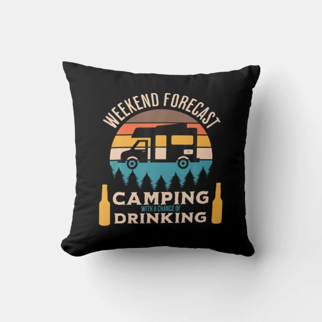 Beer Camping With Beer Birthday Cushion (Front)