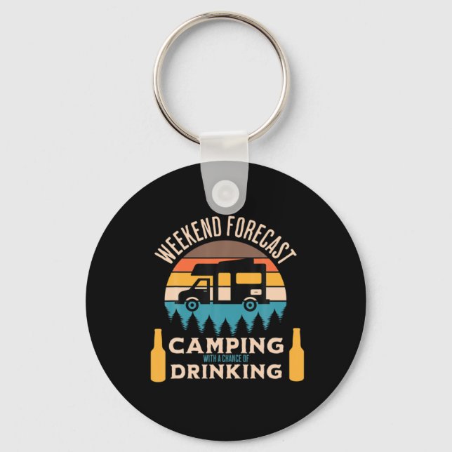 Beer Camping With Beer Birthday Key Ring (Front)