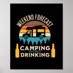 Beer Camping With Beer Birthday Poster