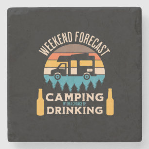 Beer Camping With Beer Birthday Stone Coaster
