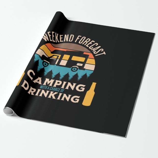 Beer Camping With Beer Birthday Wrapping Paper (Unrolled)