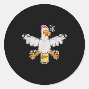 Beer can chicken bbq shirt _ cute backyard bbq classic round sticker
