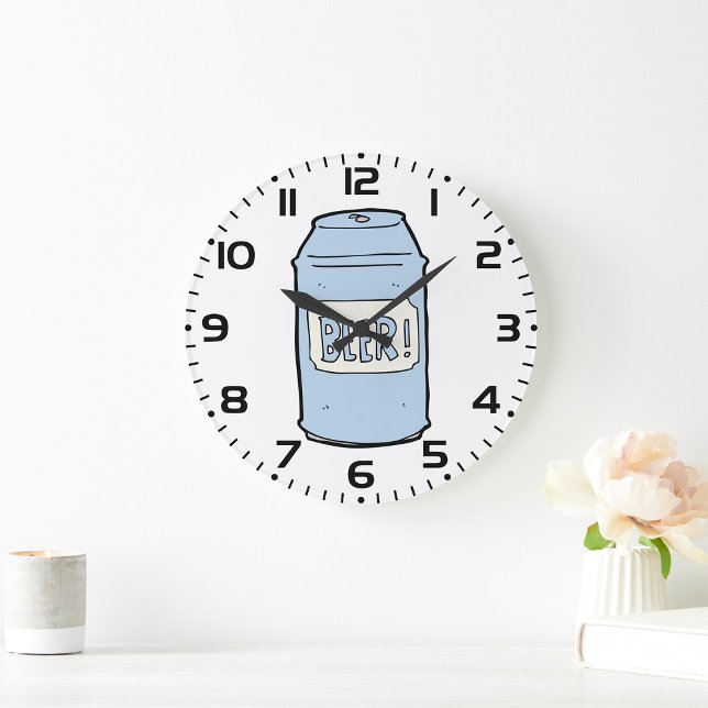 Beer Can Illustration Retro Beer Lover Design  Large Clock (Creator Uploaded)