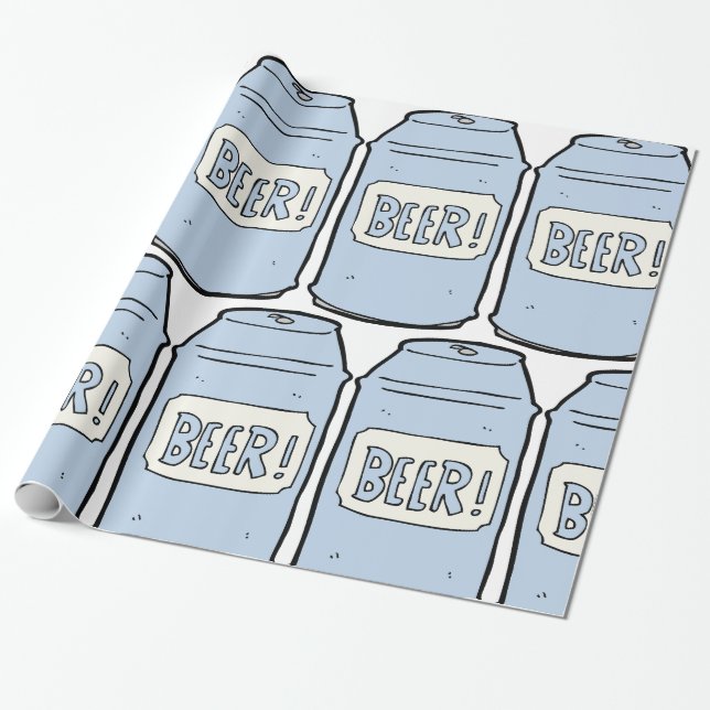 Beer Can Illustration Retro Beer Lover Design  Wrapping Paper (Unrolled)