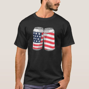 Beer Cans American Flag 4th of July Men Women US M T-Shirt