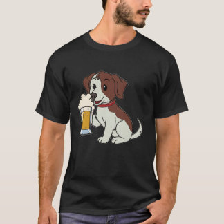 Beer Cartoon Dog Holding Beer Cute Dog Illustratio T-Shirt