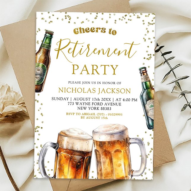 Beer Cheers to Retirement Party Invitation (Creator Uploaded)