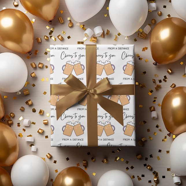 Beer Cheers To You Wrapping Paper Sheets (Cheers to someone from a distance with this fun beer wrapping paper set! )