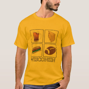 Beer Cheese Brats Football Wisconsin Mens Gold T T-Shirt