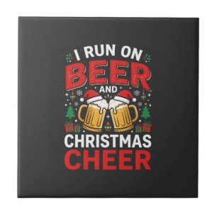 Beer Christmas Cheer Holiday Drinking Ceramic Tile