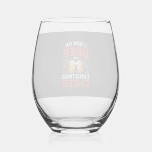 Beer Christmas Cheer Holiday Drinking Stemless Wine Glass