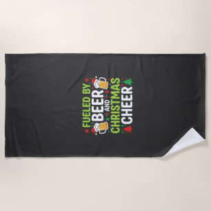 Beer Christmas Cheer Holiday Drinking Vector Beach Towel