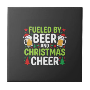 Beer Christmas Cheer Holiday Drinking Vector Ceramic Tile