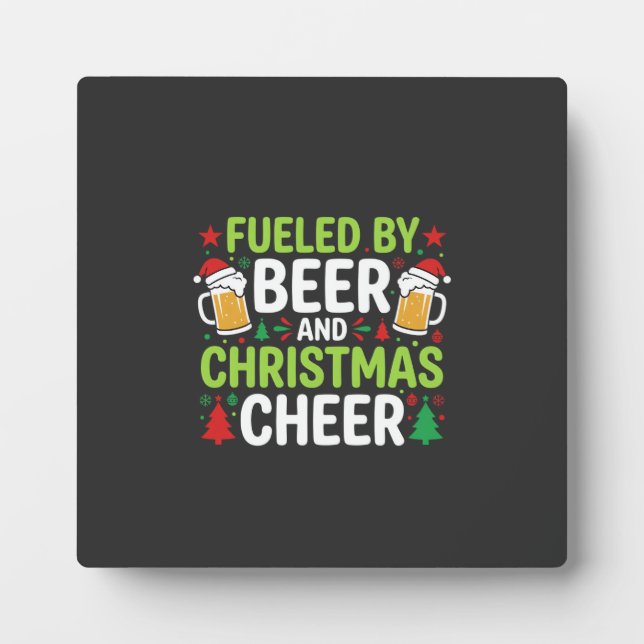 Beer Christmas Cheer Holiday Drinking Vector Plaque (Front)