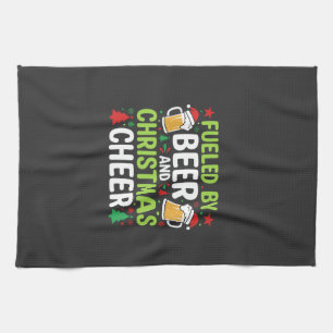 Beer Christmas Cheer Holiday Drinking Vector Tea Towel
