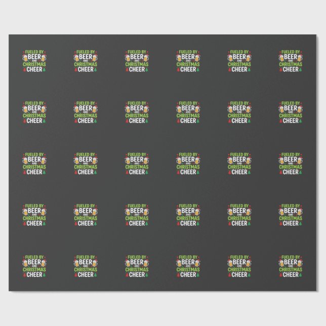 Beer Christmas Cheer Holiday Drinking Vector Wrapping Paper (Flat)